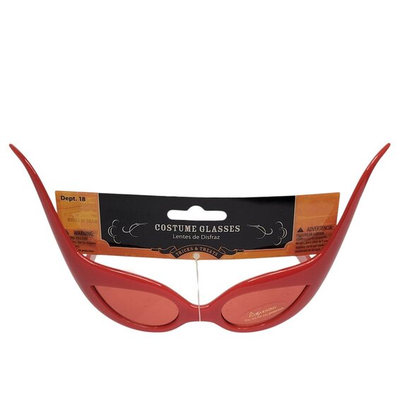 Devil Costume Sunglasses Red Cat Eye Frames Dramatic Flames - Picture 1 of 4